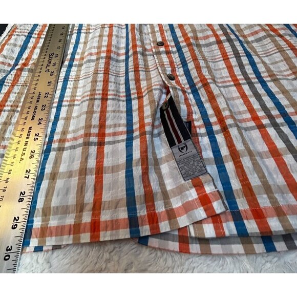 Phat Farm Mens Button Up Cotton Textured Multicolor Plaid Shirt XXL Short Sleeve - Picture 8 of 9